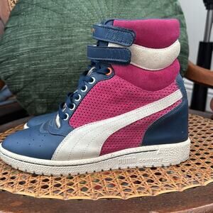 Women’s Puma Contact Sky Pink & Blue High Top Lace Up Velcro Sneaker Shoes